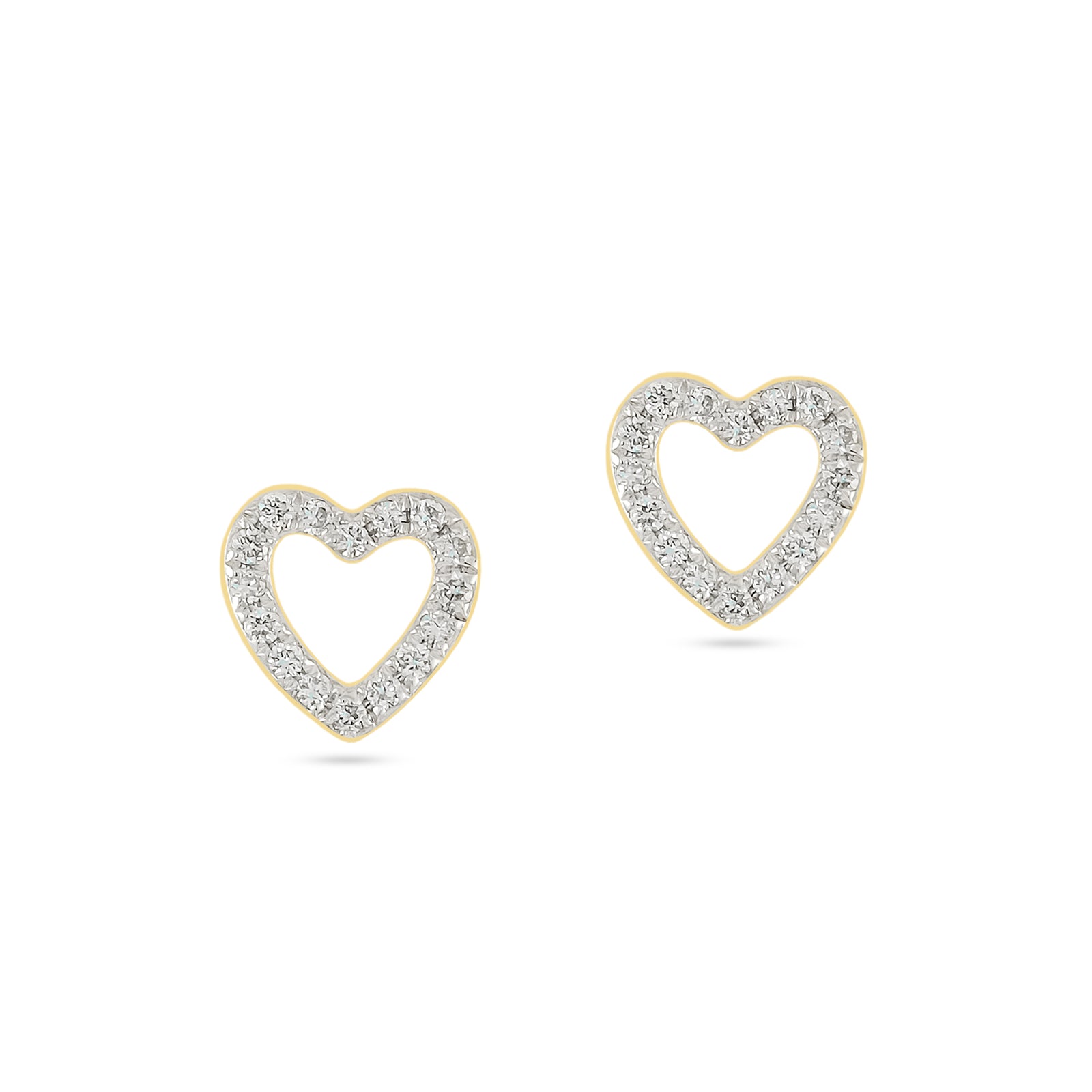 9ct Yellow Gold 0.21ct Diamond Heart Stud Earrings