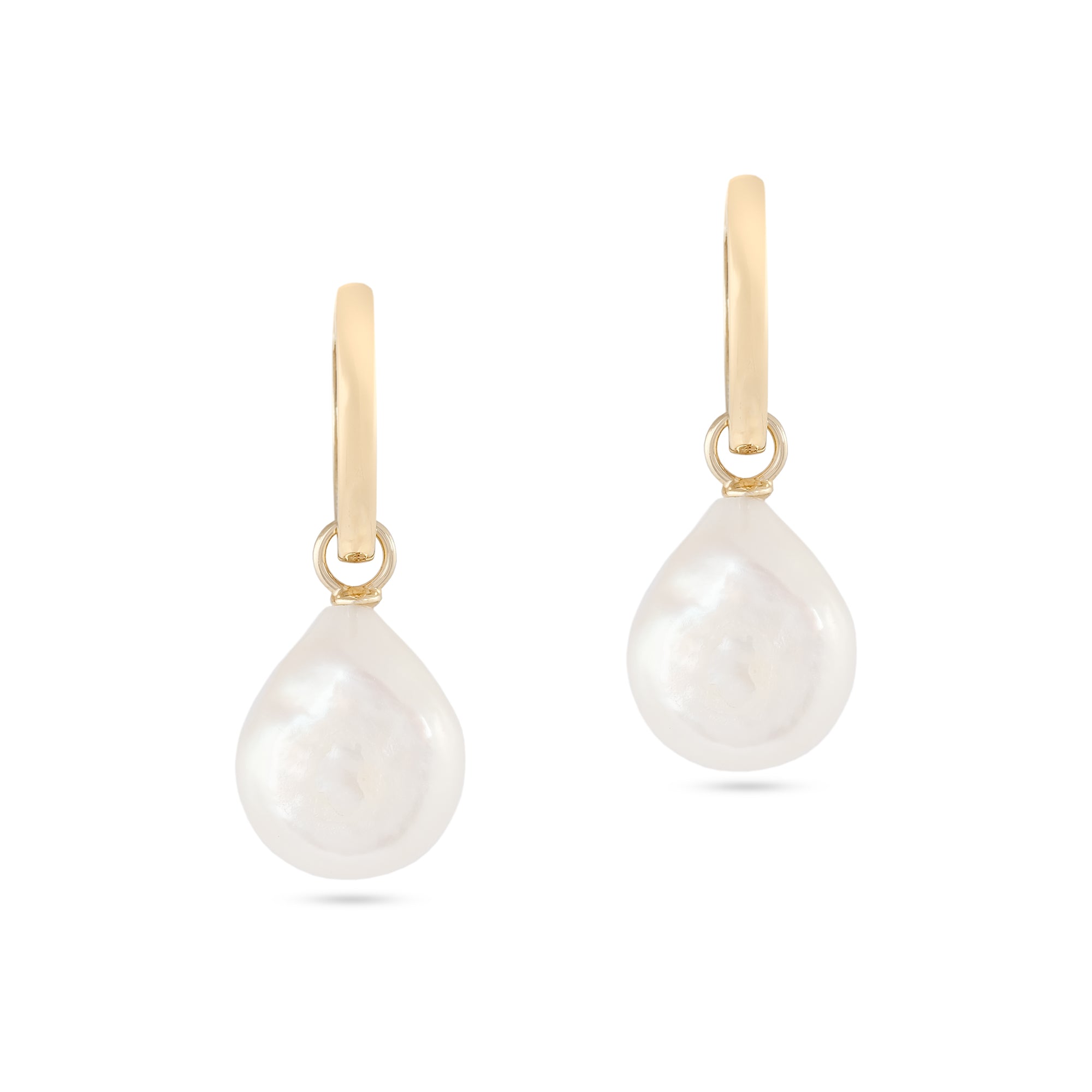 9ct Yellow Gold Baroque Pearl Teardrop Earrings 