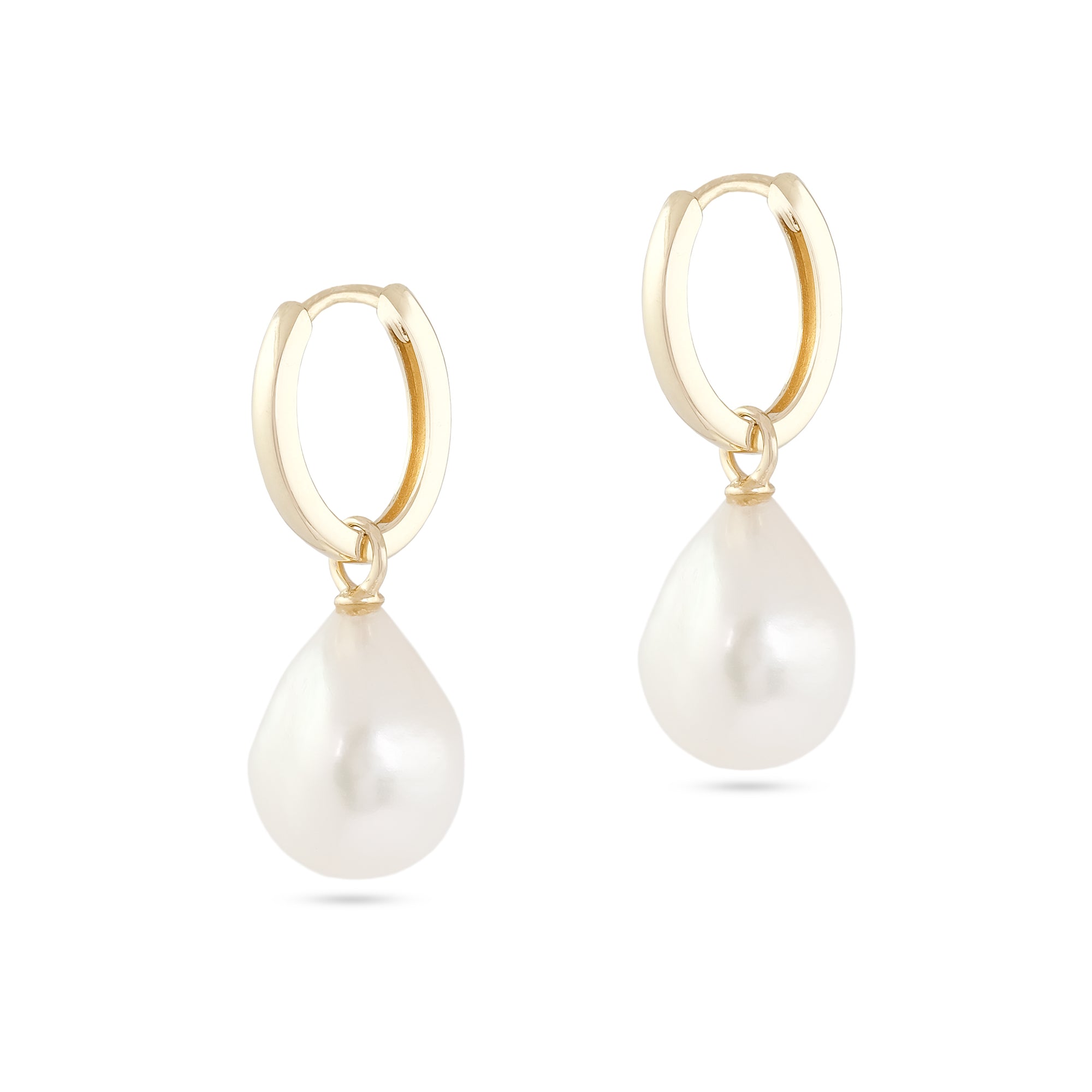 9ct Yellow Gold Baroque Pearl Teardrop Earrings 