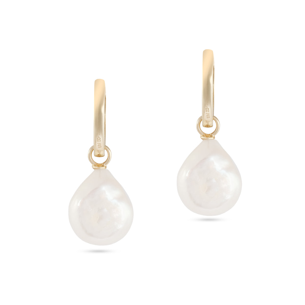 9ct Yellow Gold Baroque Pearl Teardrop Earrings 