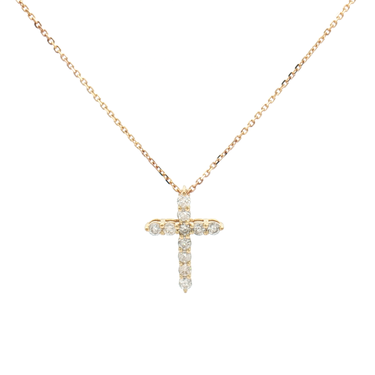 9ct Yellow Gold Diamond Cross Pendant