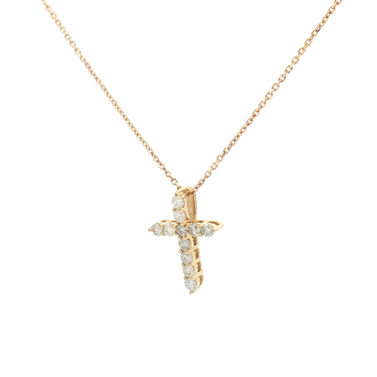9ct Yellow Gold Diamond Cross Pendant