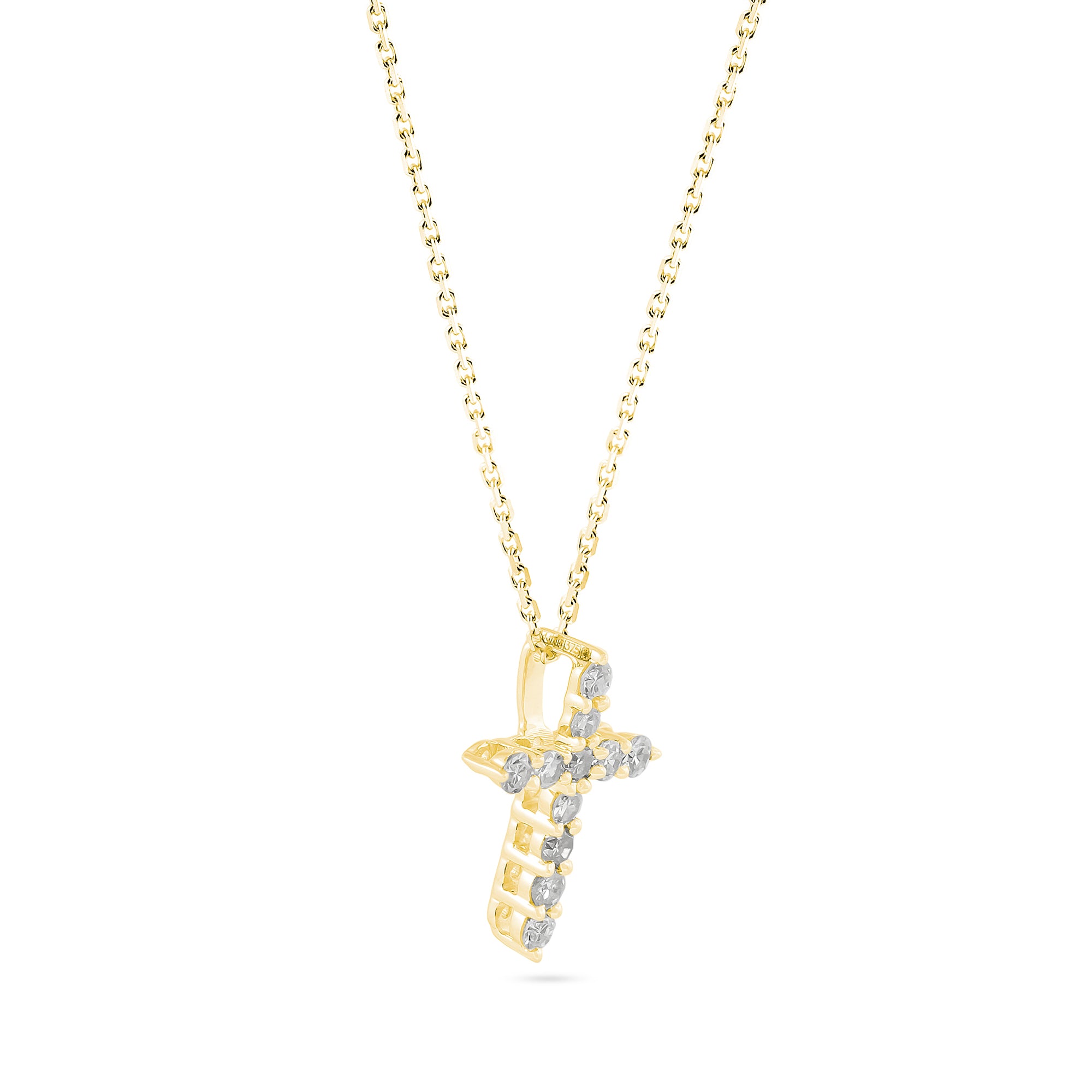 9ct Yellow Gold Diamond Cross Pendant