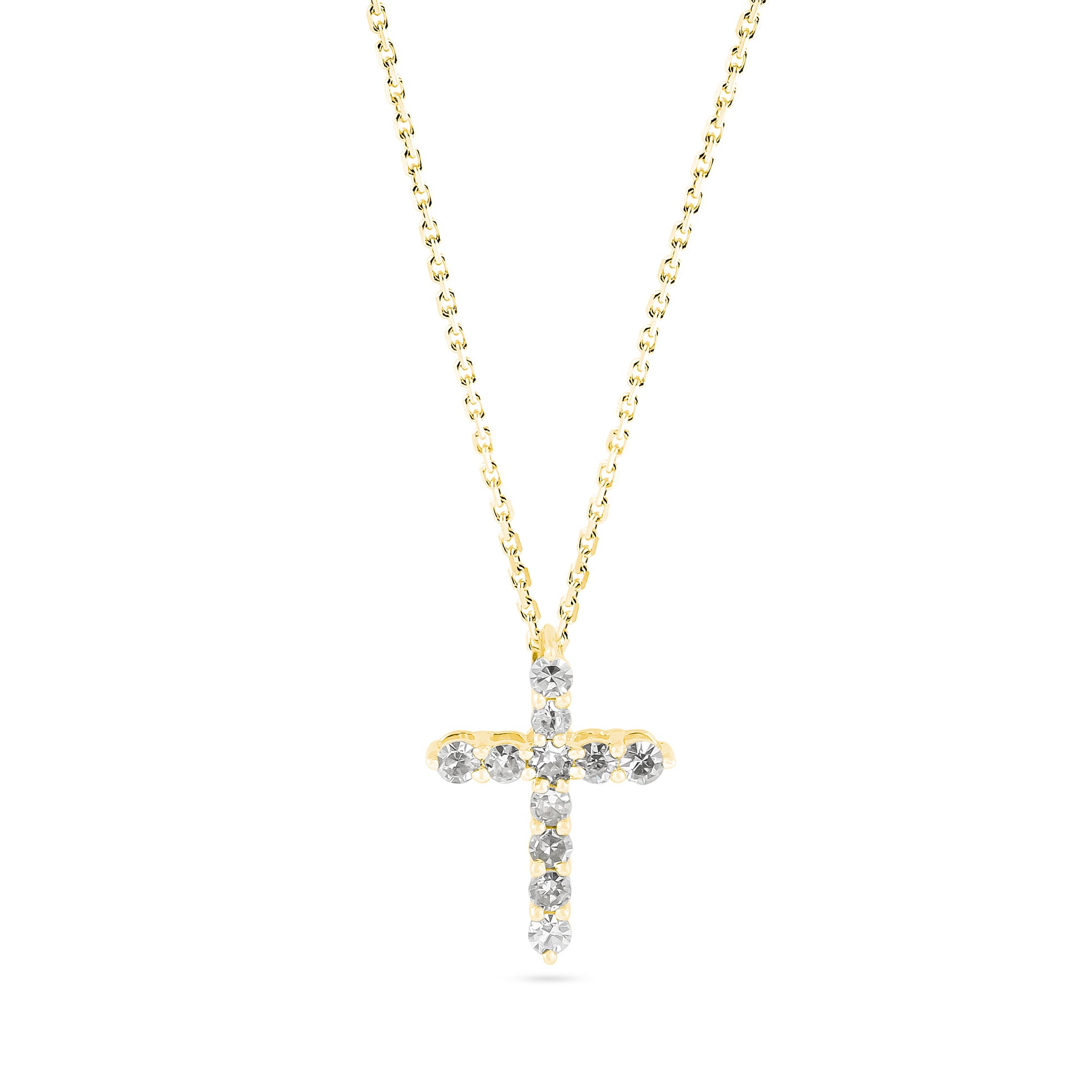 9ct Yellow Gold Diamond Cross Pendant