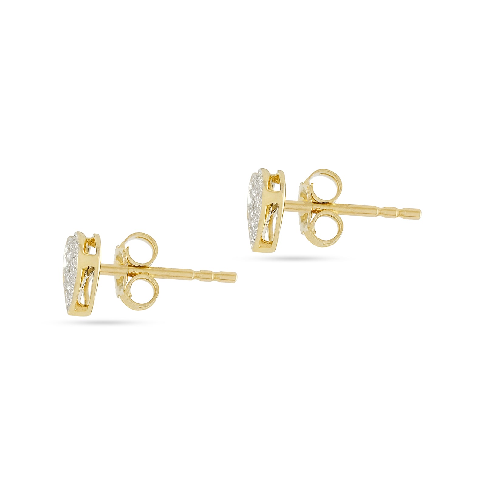 9ct Yellow Gold Diamond Pavé Heart Stud Earrings