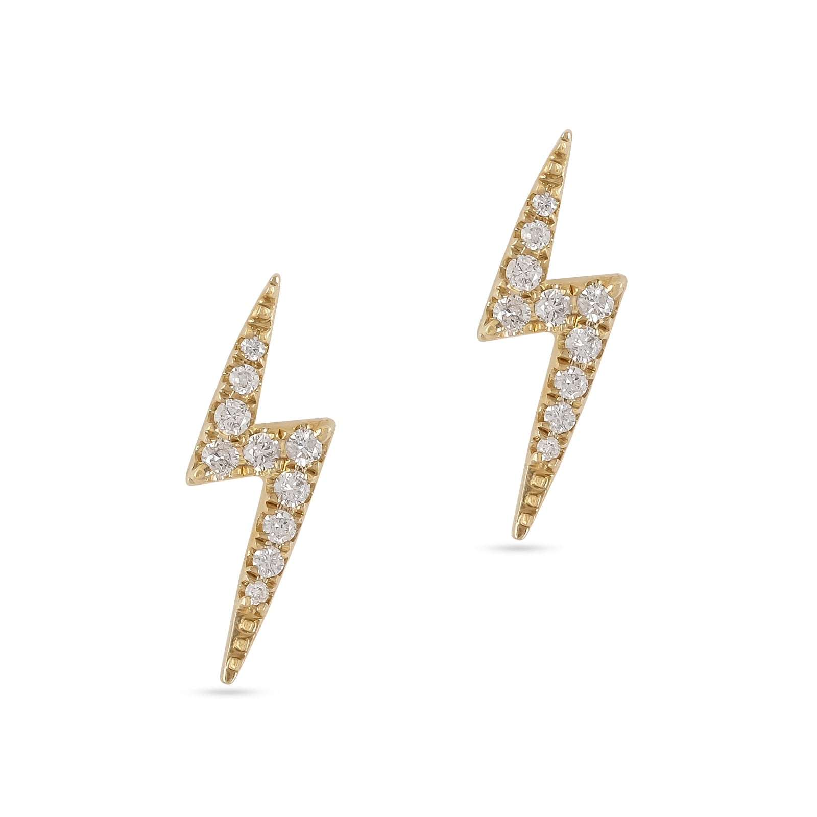 9ct Yellow Gold Diamond Thunderbolt Stud Earrings