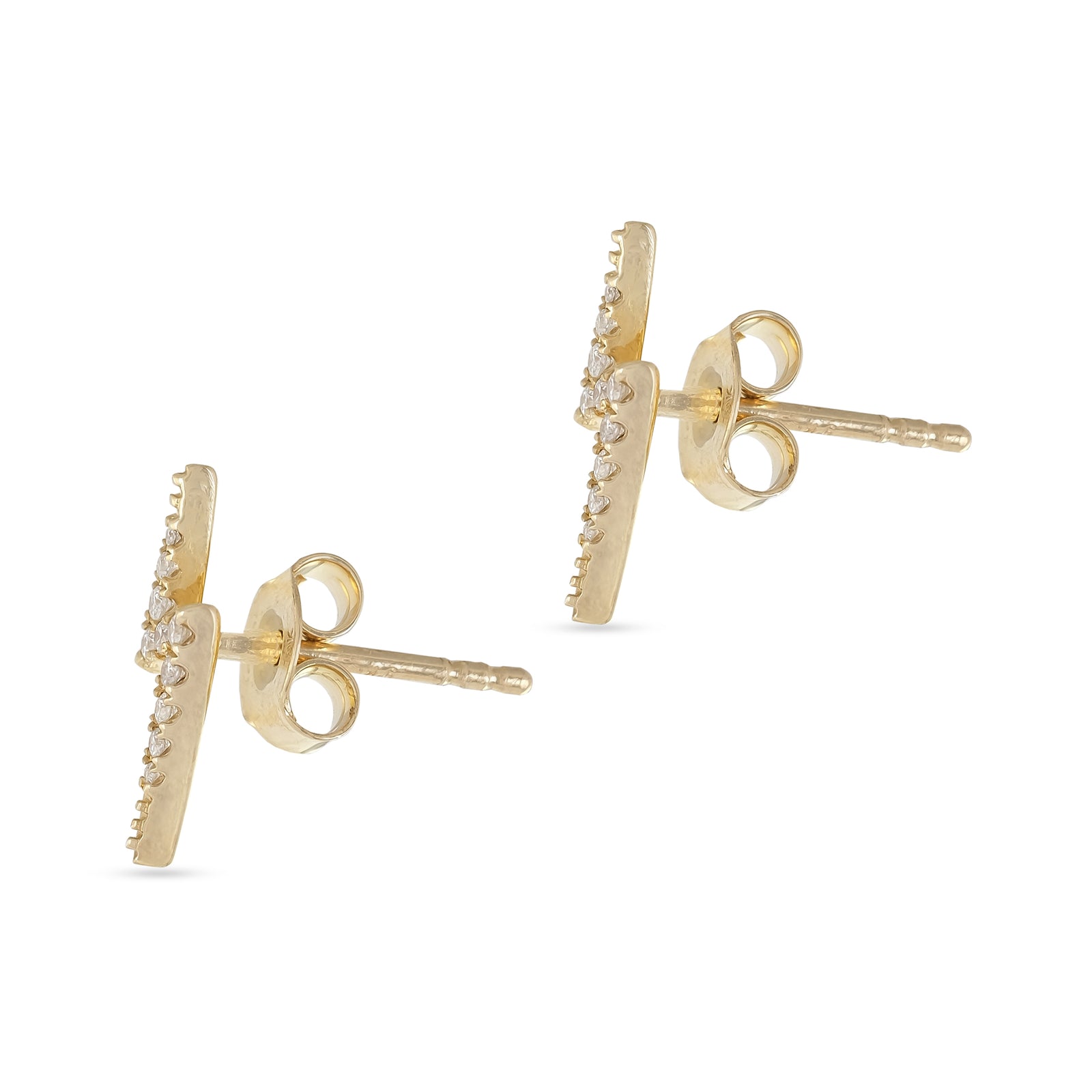 9ct Yellow Gold Diamond Thunderbolt Stud Earrings