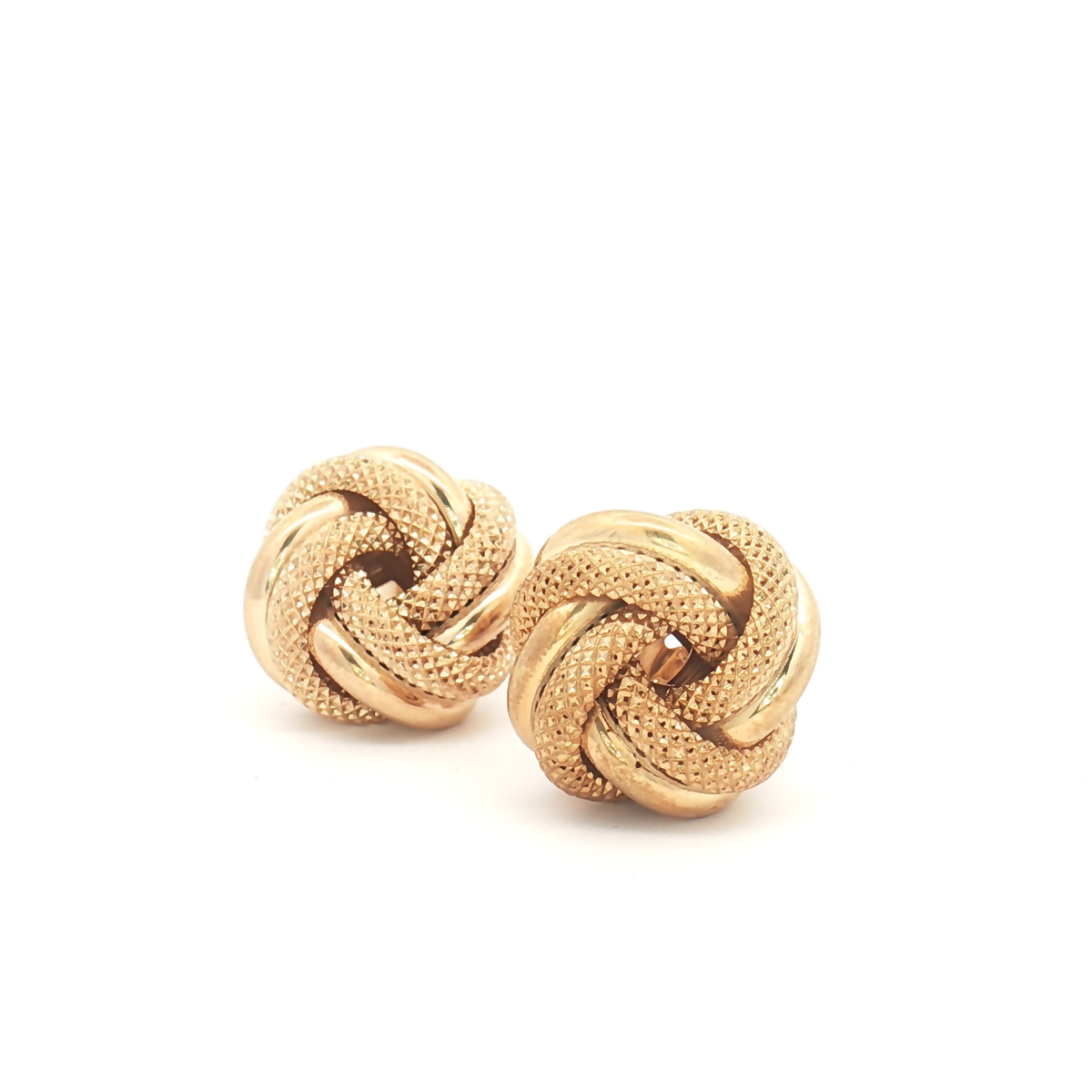9ct Yellow Gold Knot Textured Studs
