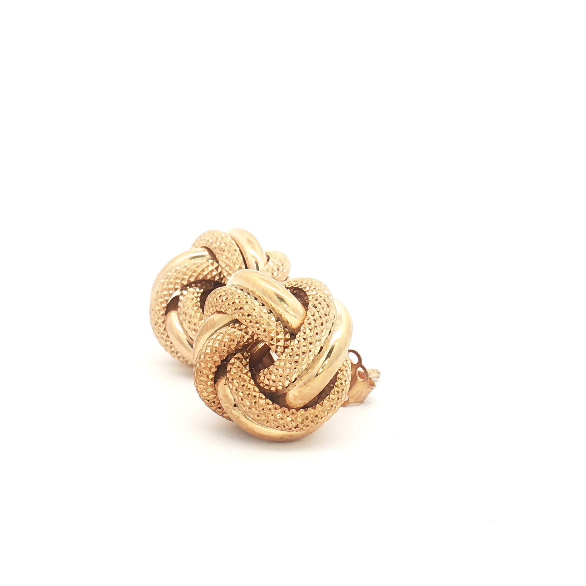 9ct Yellow Gold Knot Textured Studs