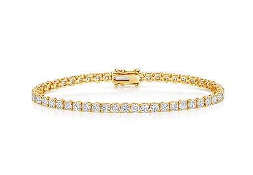 9ct Yellow Gold Lab Diamond 5.08ct Tennis Bracelet