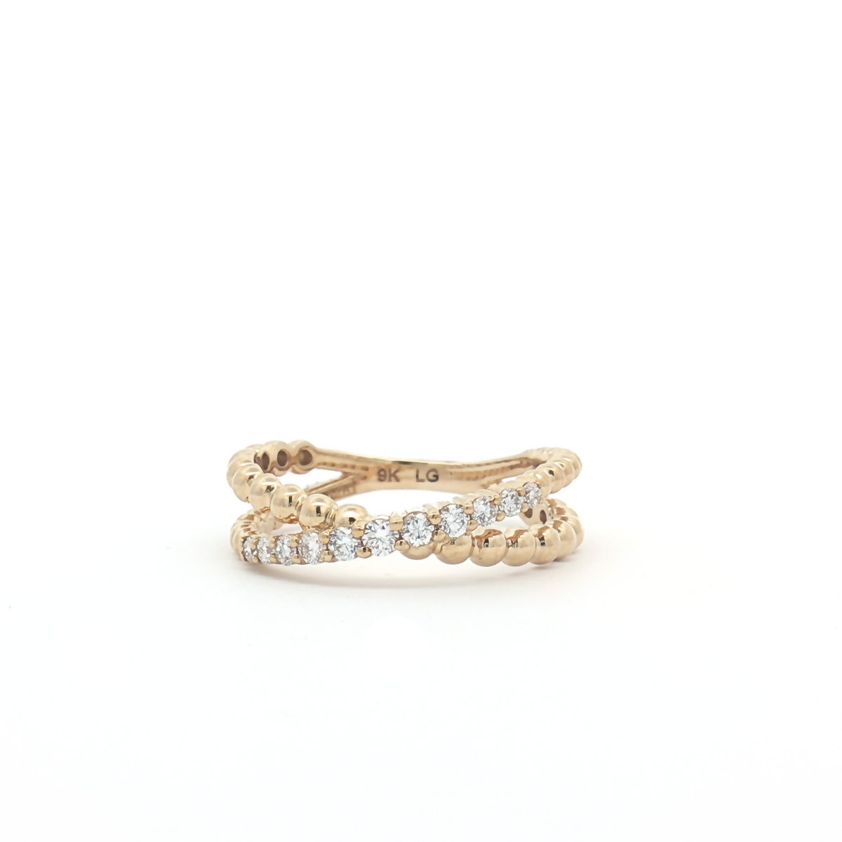 9ct Yellow Gold Lab Diamond Crossover Style Ring