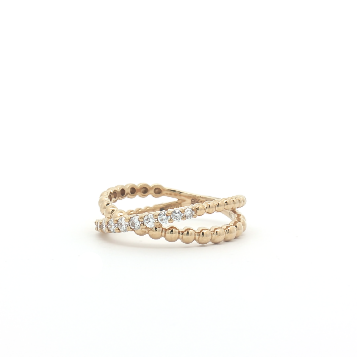 9ct Yellow Gold Lab Diamond Crossover Style Ring