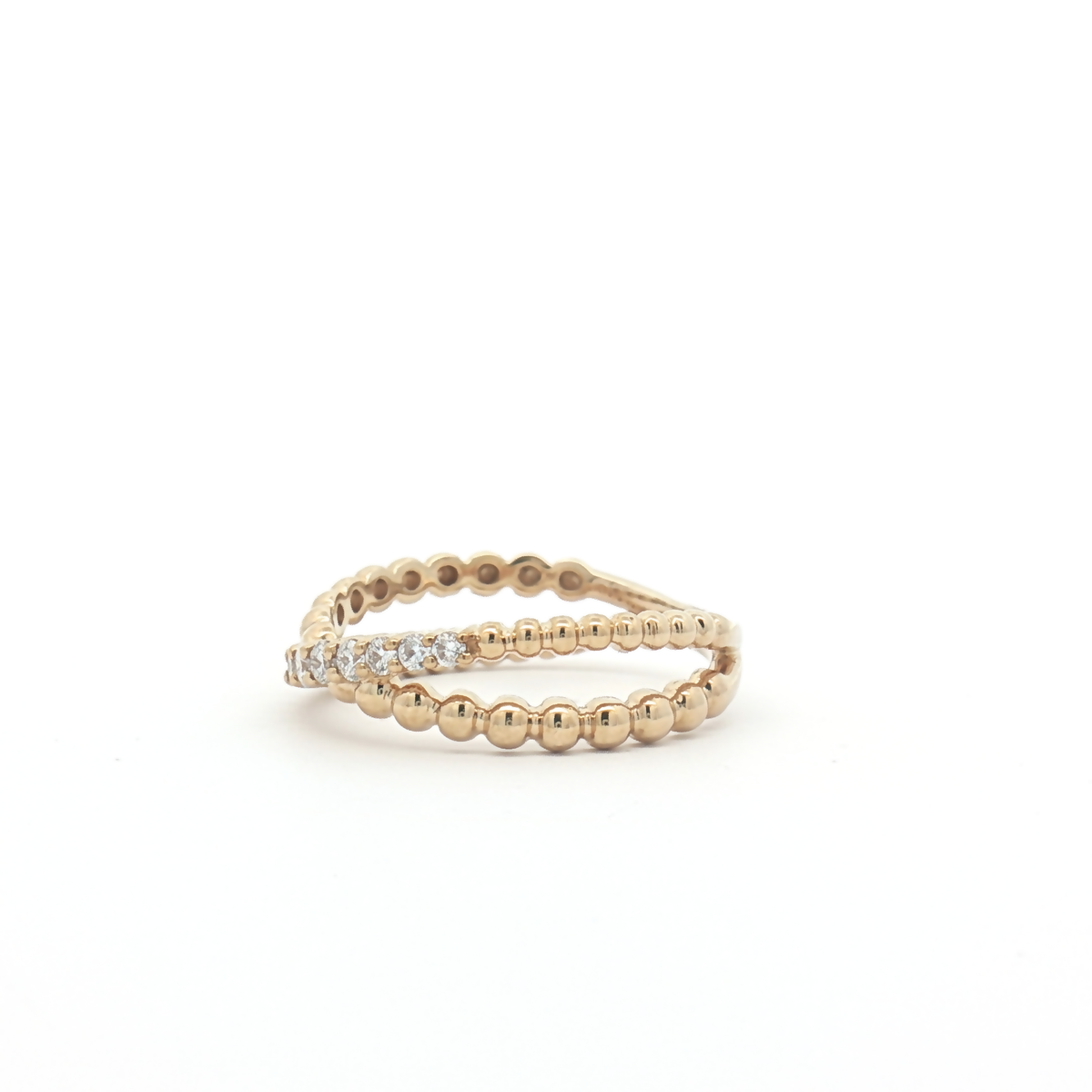 9ct Yellow Gold Lab Diamond Crossover Style Ring