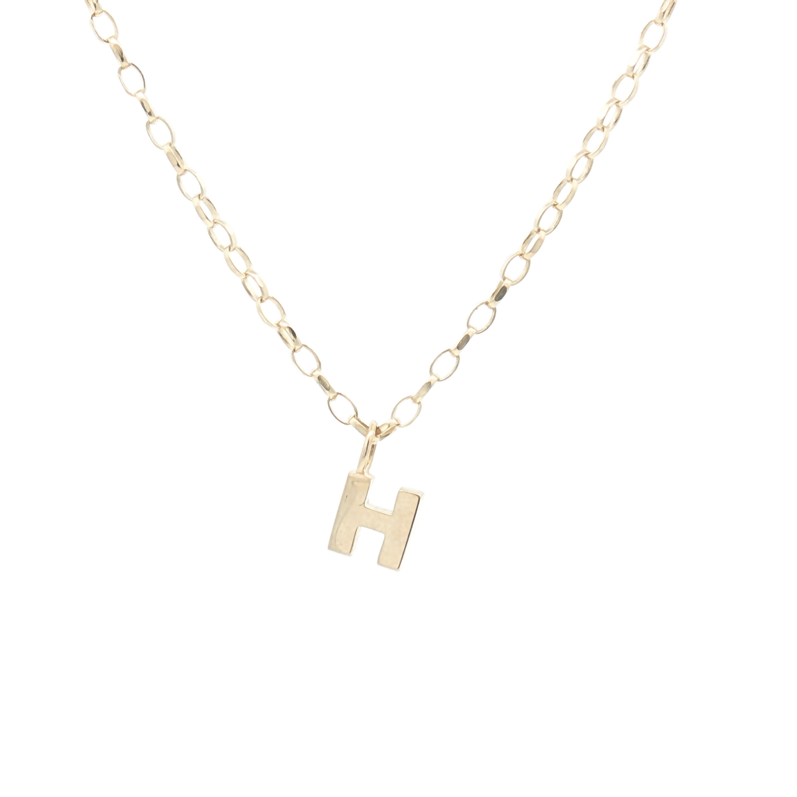 9ct Yellow Gold Plain 'H' Initial Pendant