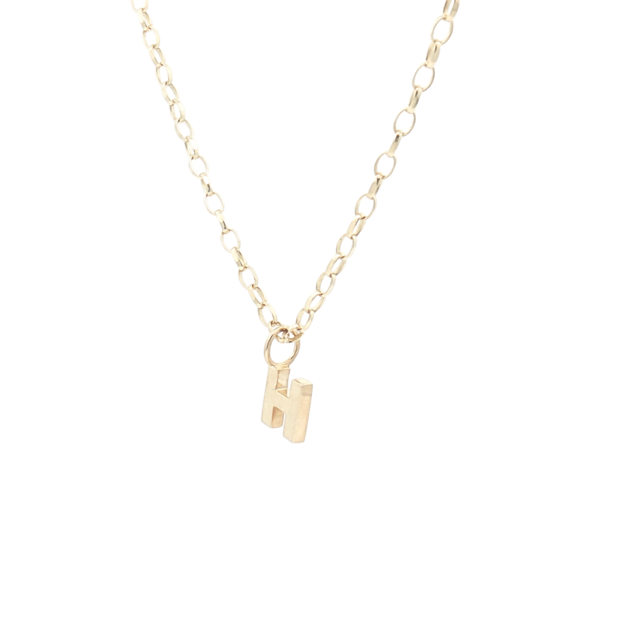 9ct Yellow Gold Plain 'H' Initial Pendant