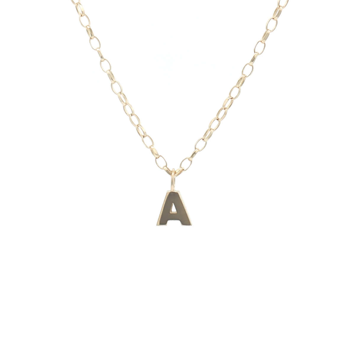 9ct Yellow Gold Plain Initial 'A' Pendant