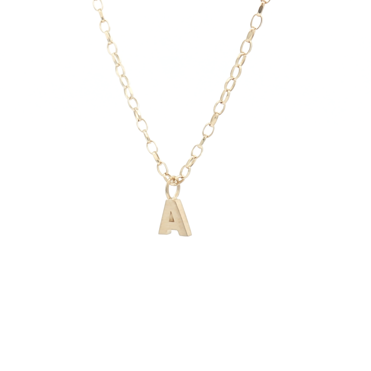 9ct Yellow Gold Plain Initial 'A' Pendant