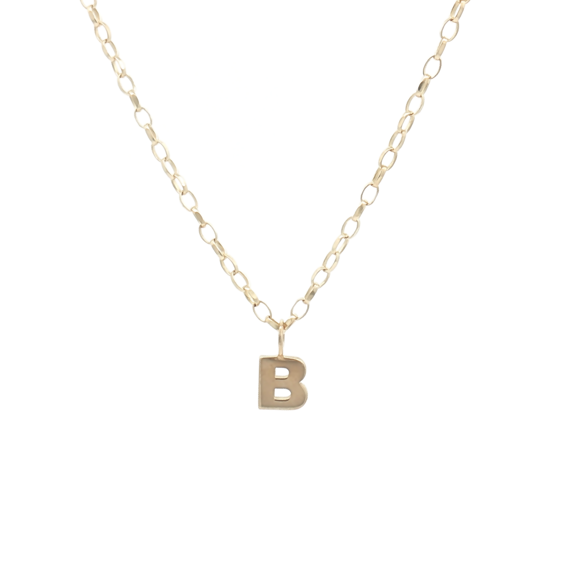 9ct Yellow Gold Plain Initial 'B' Pendant