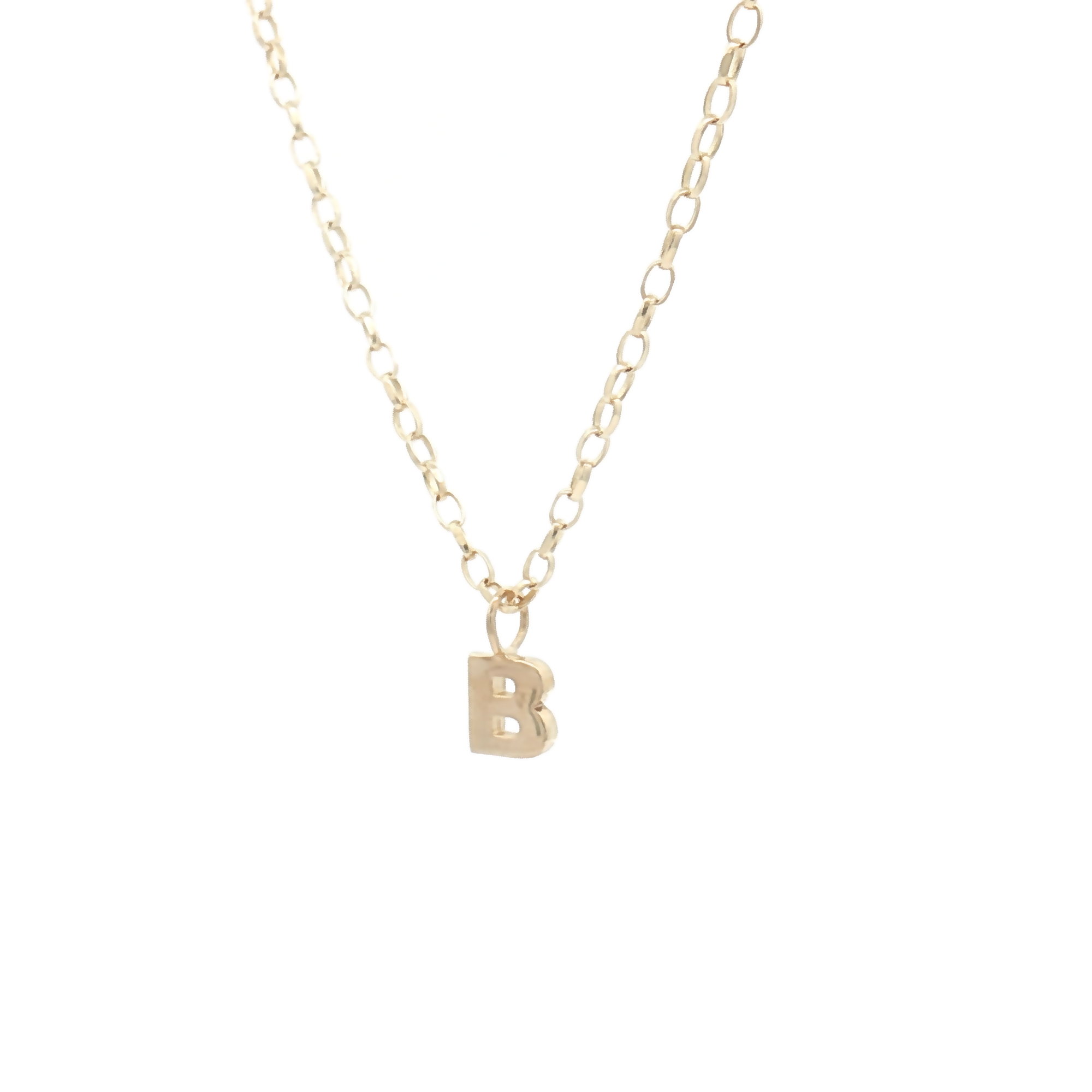 9ct Yellow Gold Plain Initial 'B' Pendant