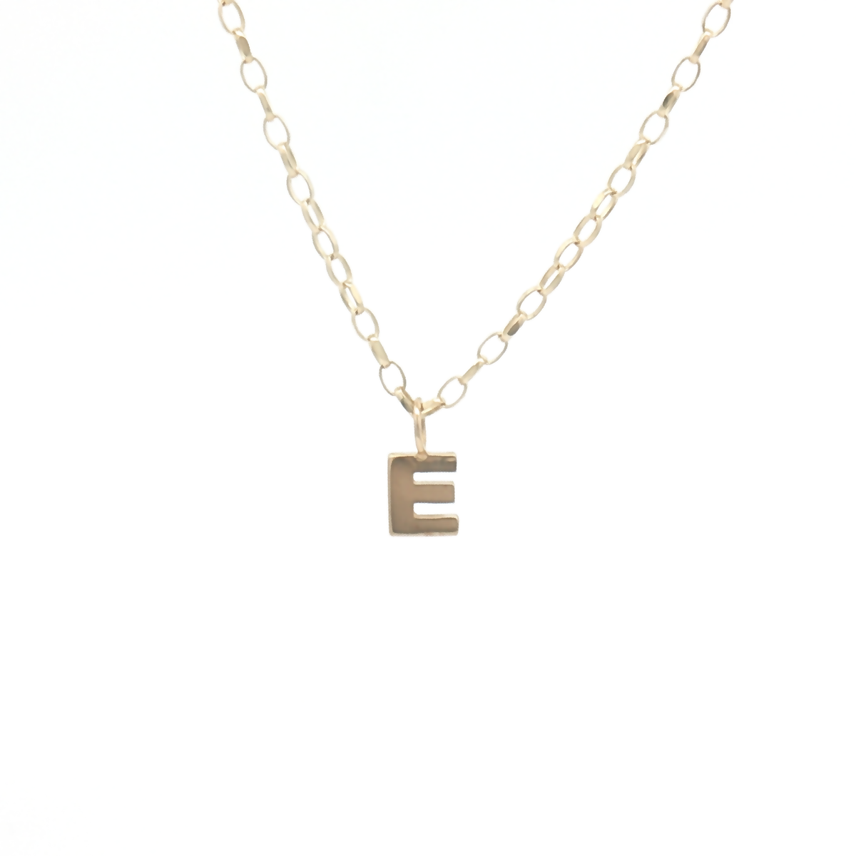9ct Yellow Gold Plain Initial 'E' Pendant