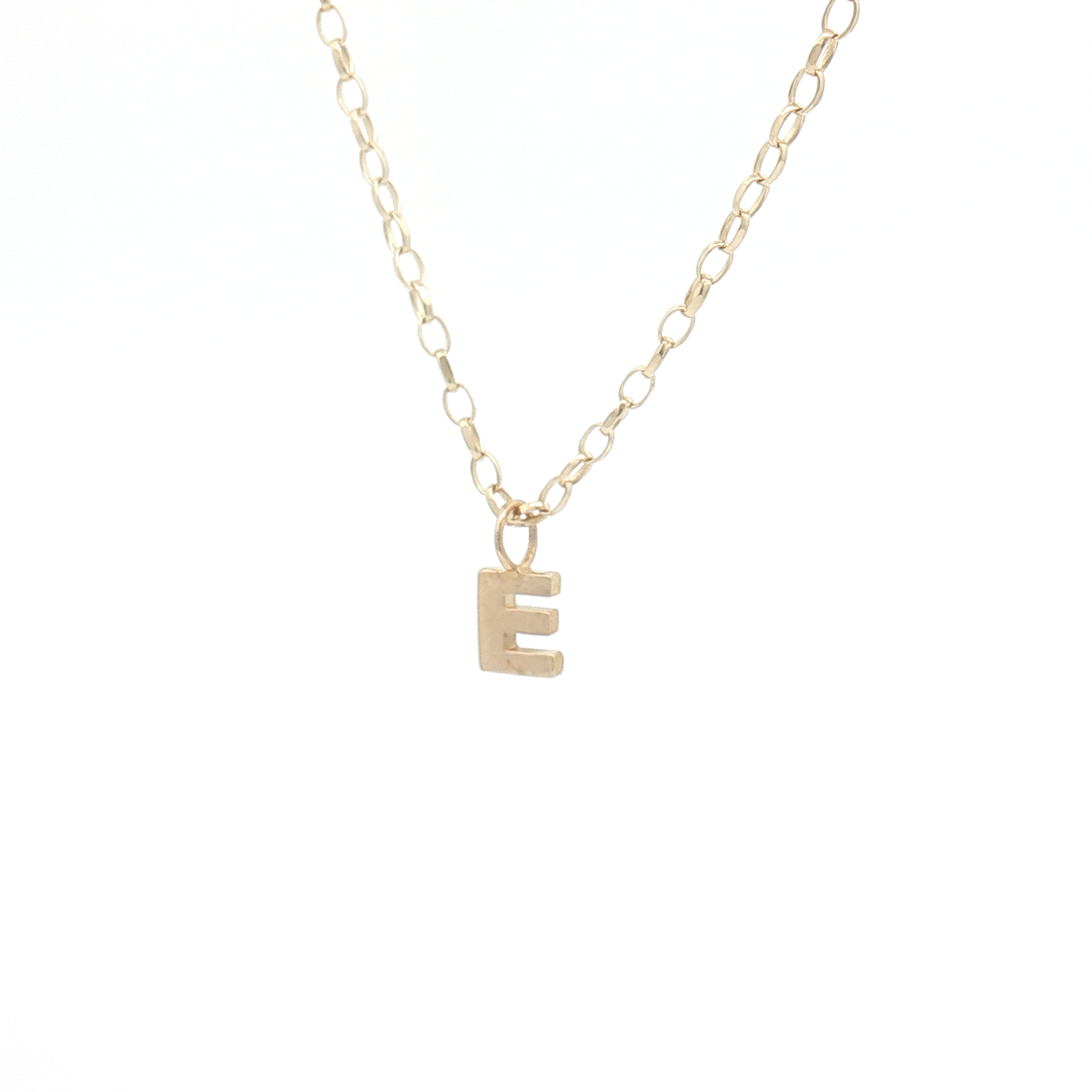 9ct Yellow Gold Plain Initial 'E' Pendant