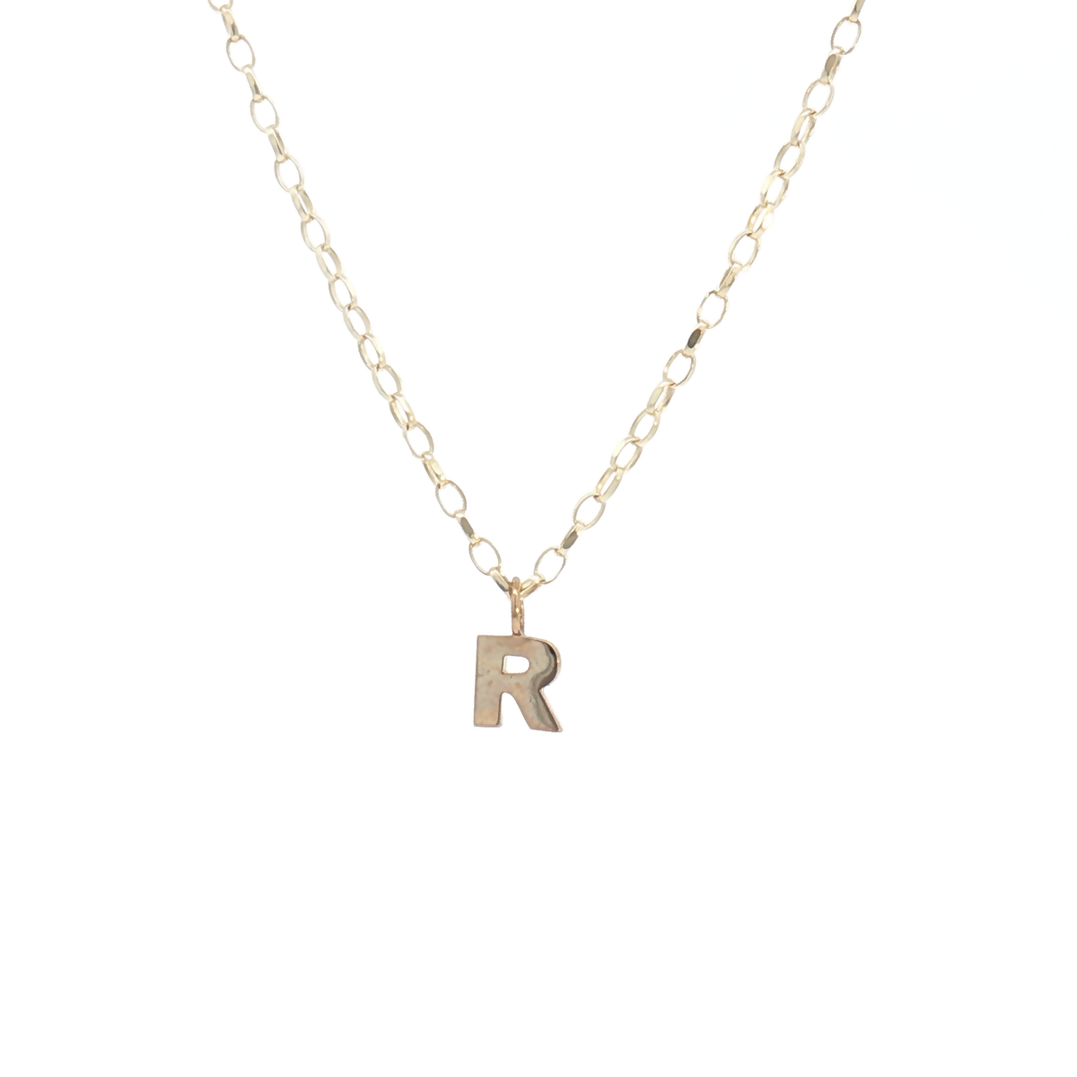 9ct Yellow Gold Plain Initial 'R' Pendant