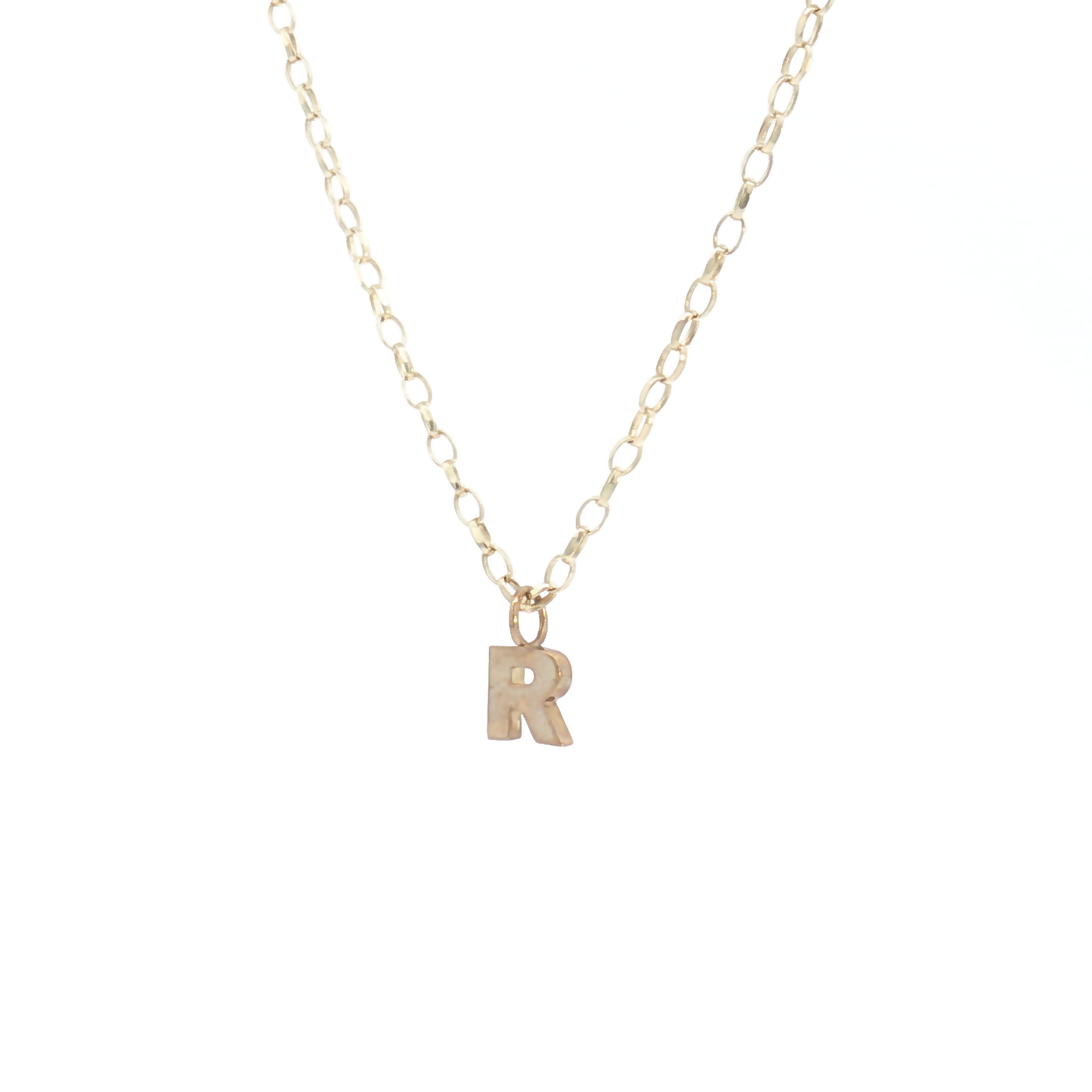 9ct Yellow Gold Plain Initial 'R' Pendant