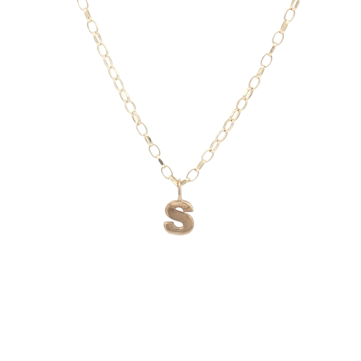 9ct Yellow Gold Plain Initial 'S' Pendant
