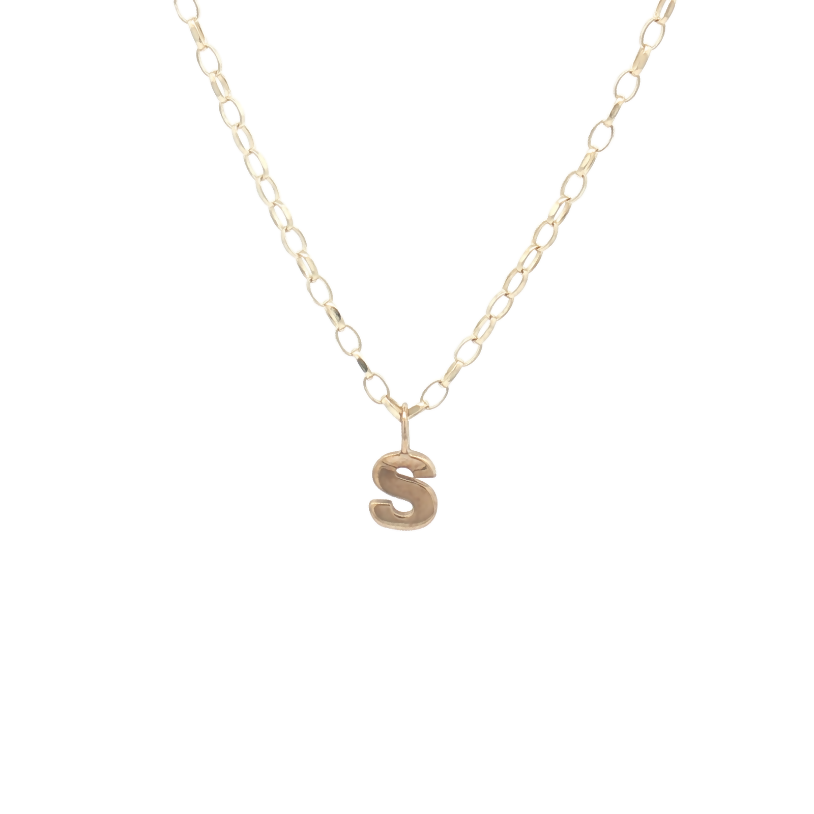 9ct Yellow Gold Plain Initial 'S' Pendant