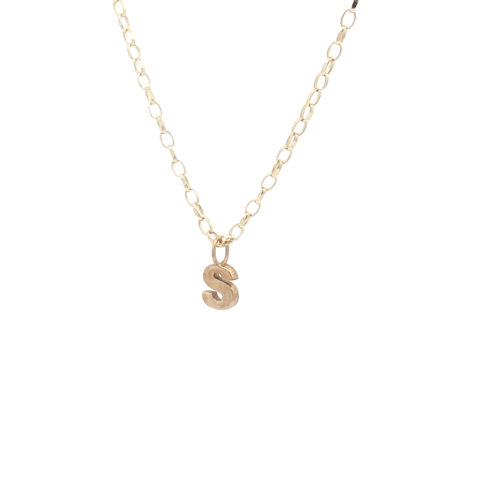 9ct Yellow Gold Plain Initial 'S' Pendant