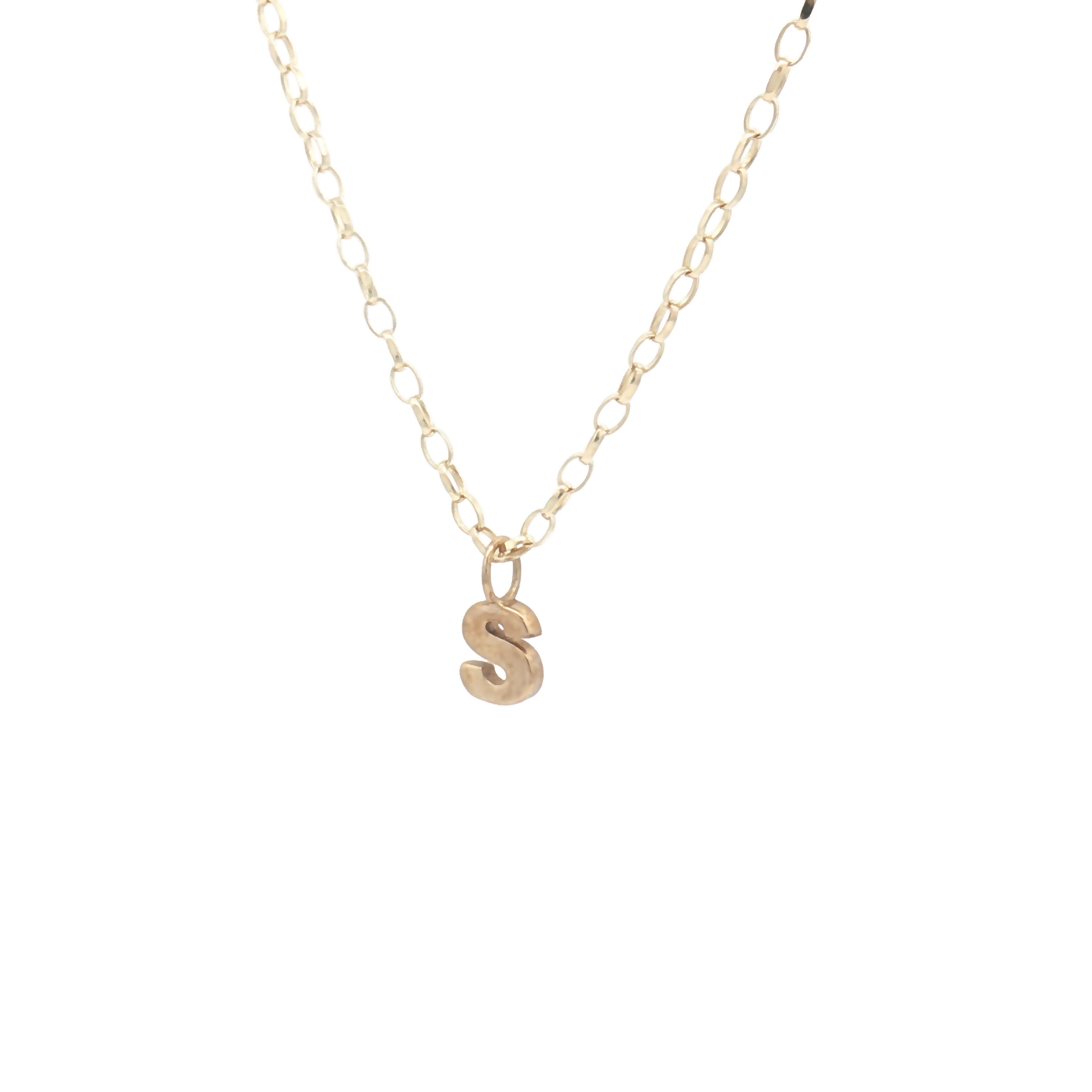 9ct Yellow Gold Plain Initial 'S' Pendant