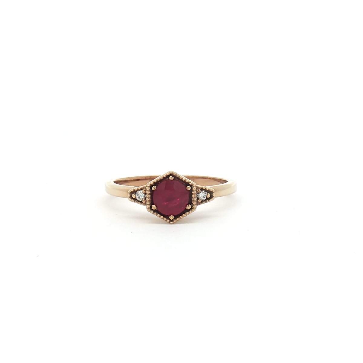 9ct Yellow Gold Ruby and Diamond Ring