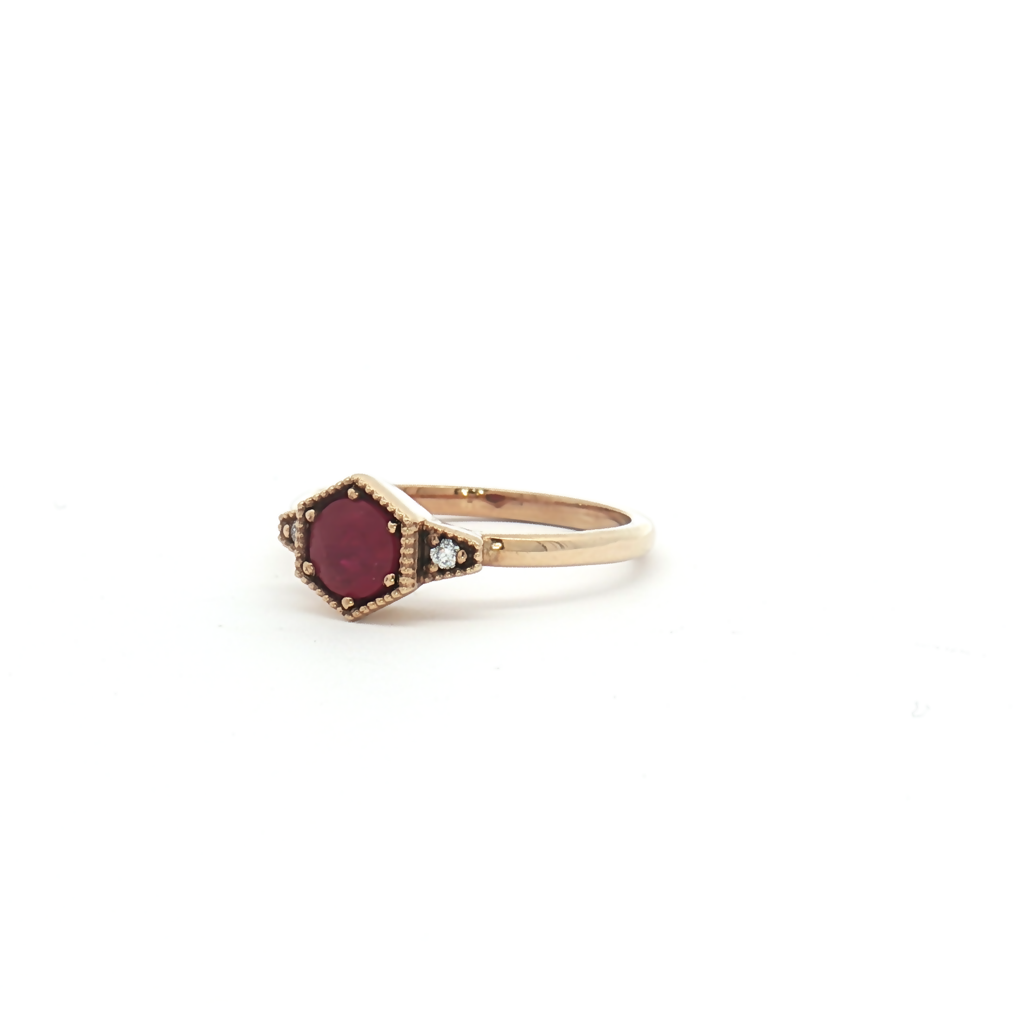 9ct Yellow Gold Ruby and Diamond Ring