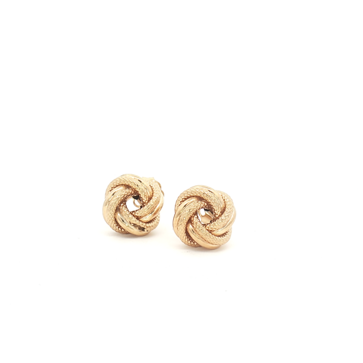 9ct Yellow Gold Textured Knot Stud Earrings