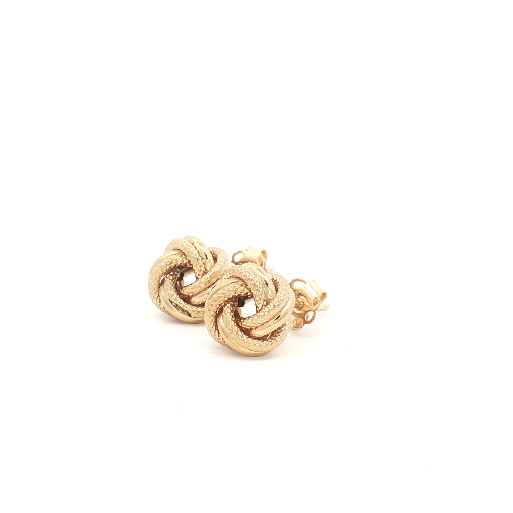 9ct Yellow Gold Textured Knot Stud Earrings