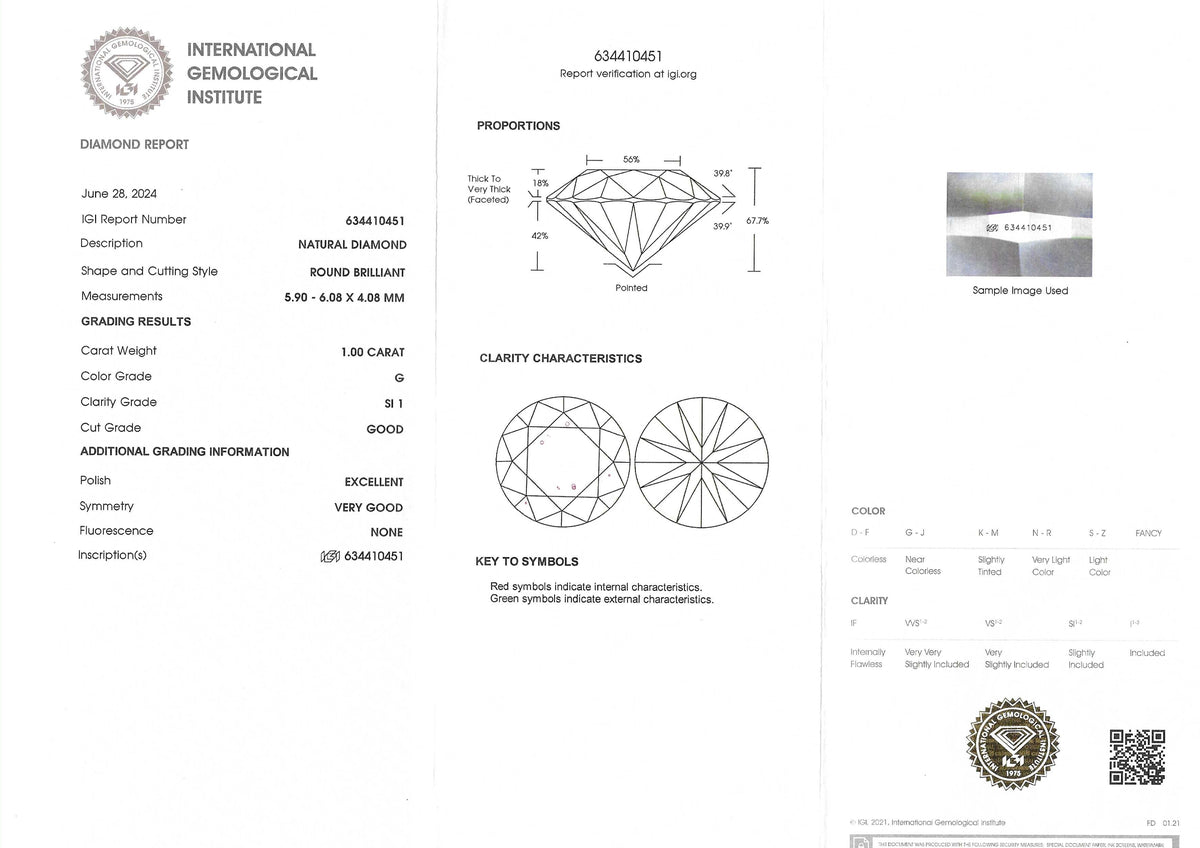 1.00ct Brilliant-cut Diamond Solitaire Engagement Ring Cert