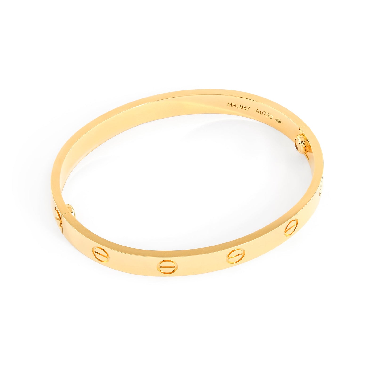 Cartier 18ct Yellow Gold Plain Love Bangle - Size 19