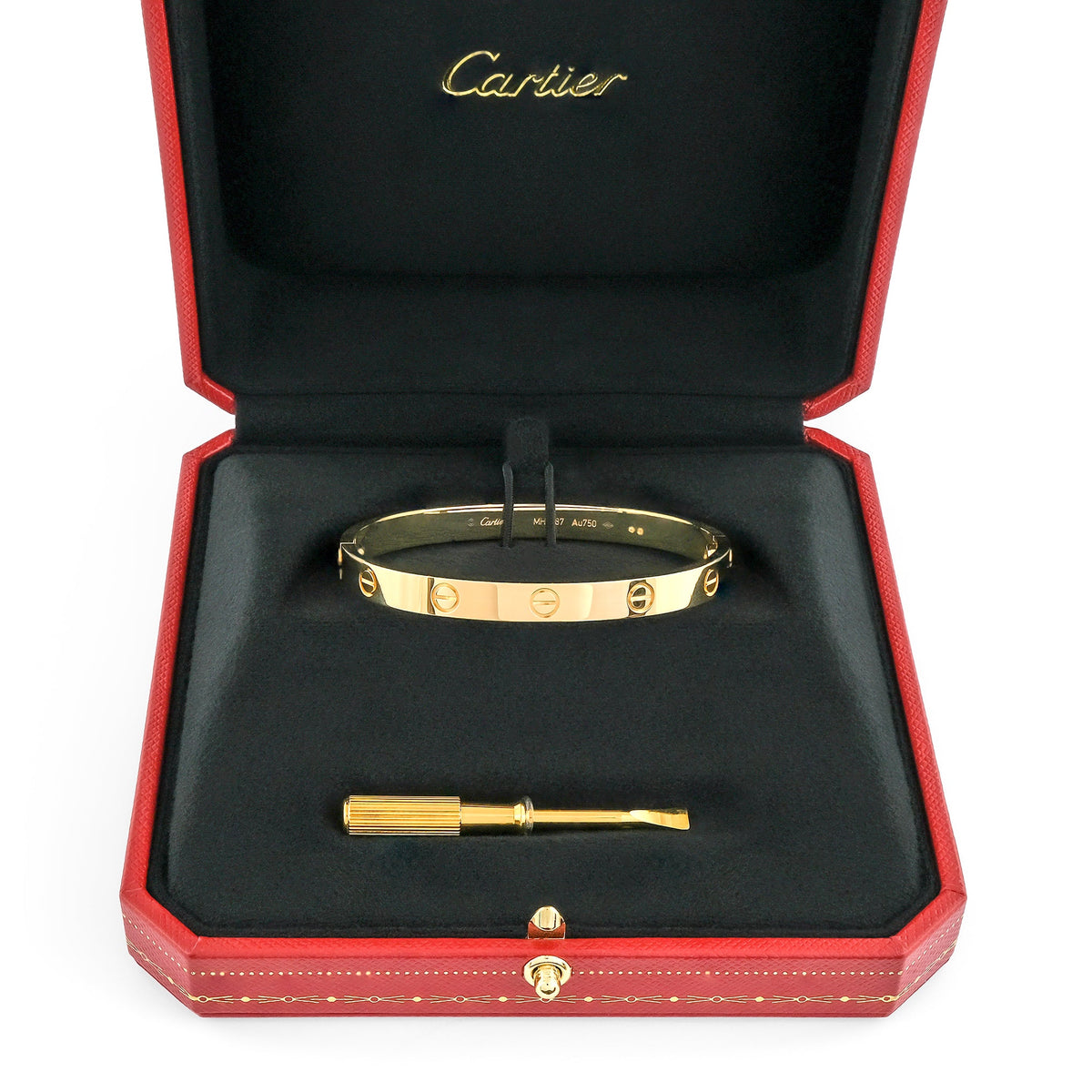Cartier 18ct Yellow Gold Plain Love Bangle - Size 19