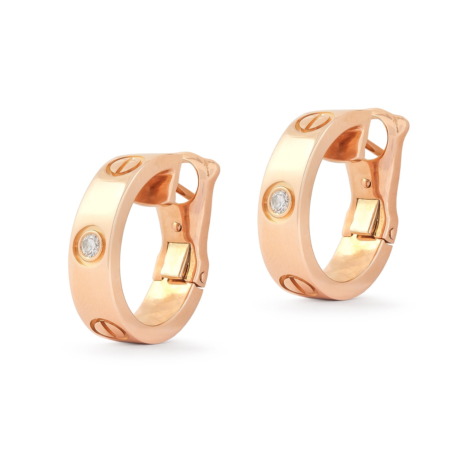 Cartier 18ct Rose Gold Diamond Set Love Hoop Earrings B8301218