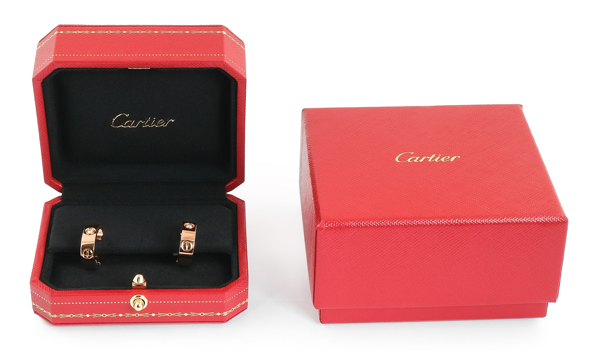 Cartier 18ct Rose Gold Diamond Set Love Hoop Earrings B8301218