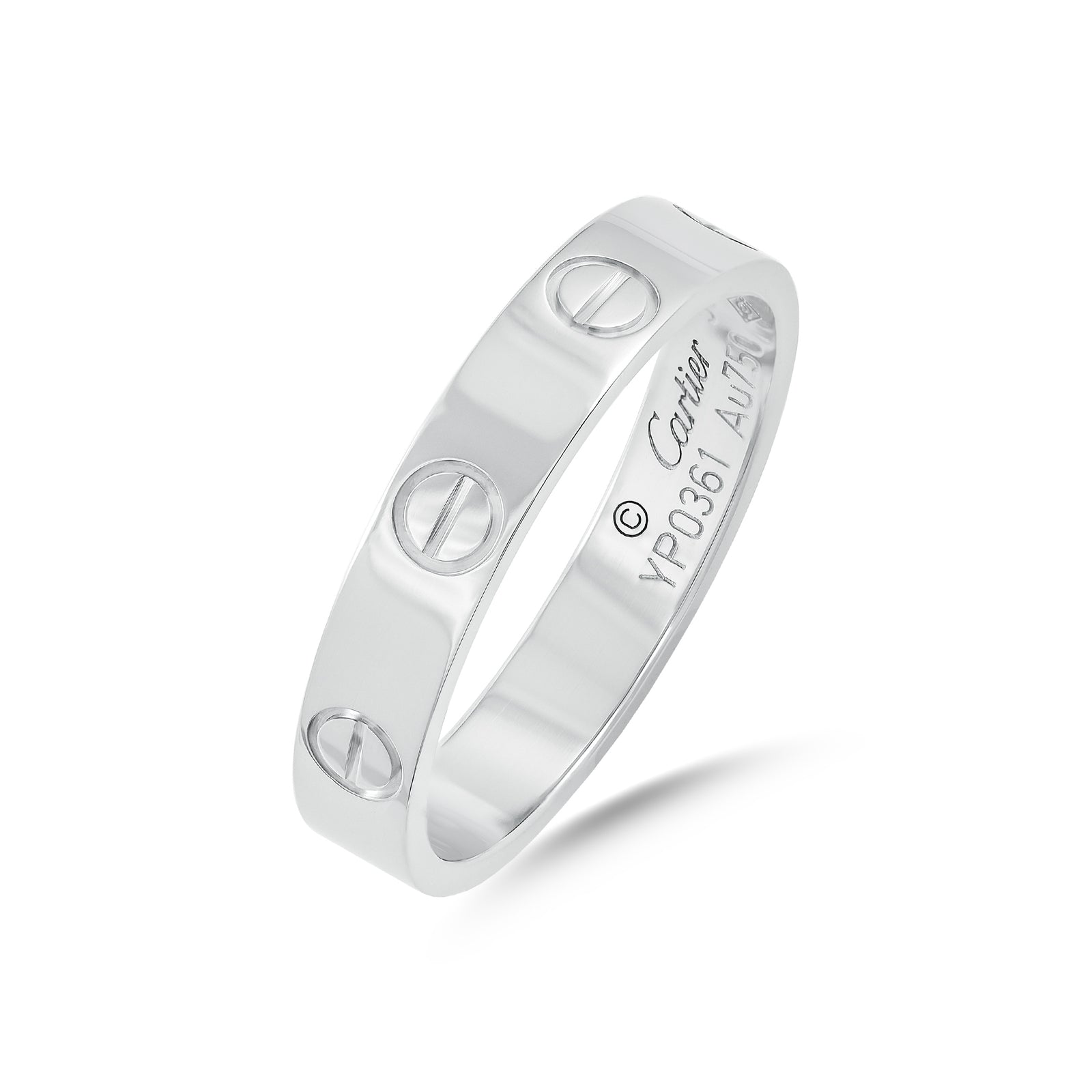 Cartier 18ct White Gold Narrow Plain Love Ring - Size 51