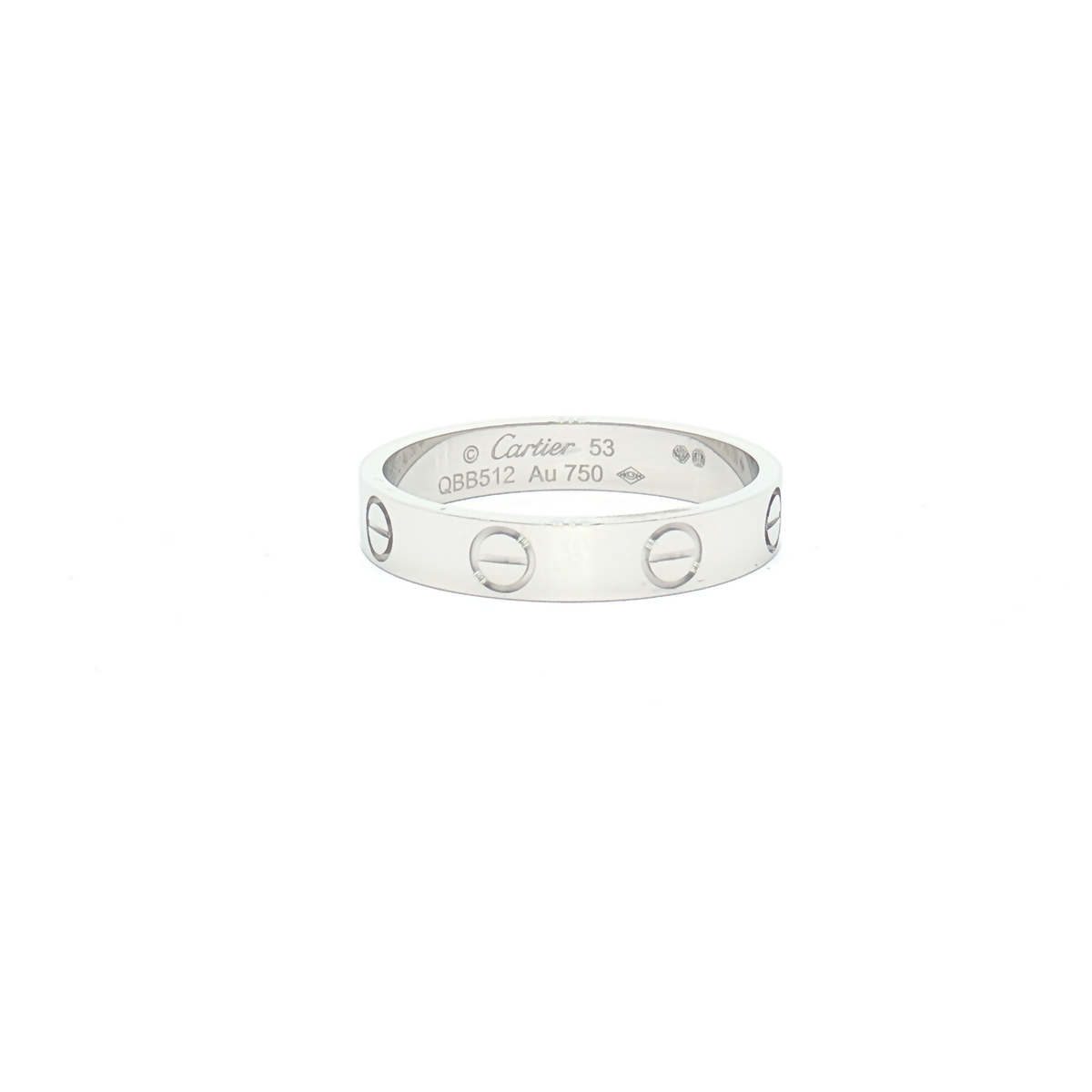 Cartier 18ct White Gold Narrow Plain Love Ring B4085152  Size 53 1