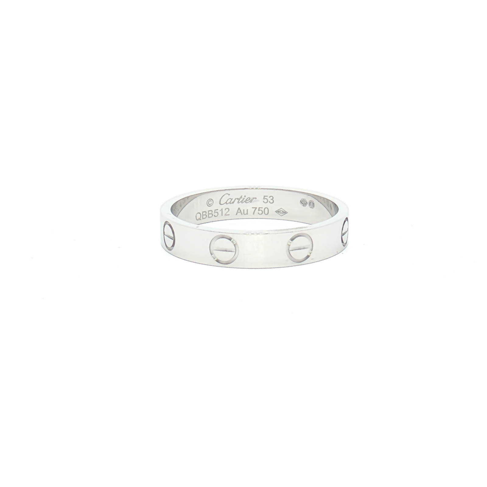 Cartier 18ct White Gold Narrow Plain Love Ring B4085152  Size 53 1
