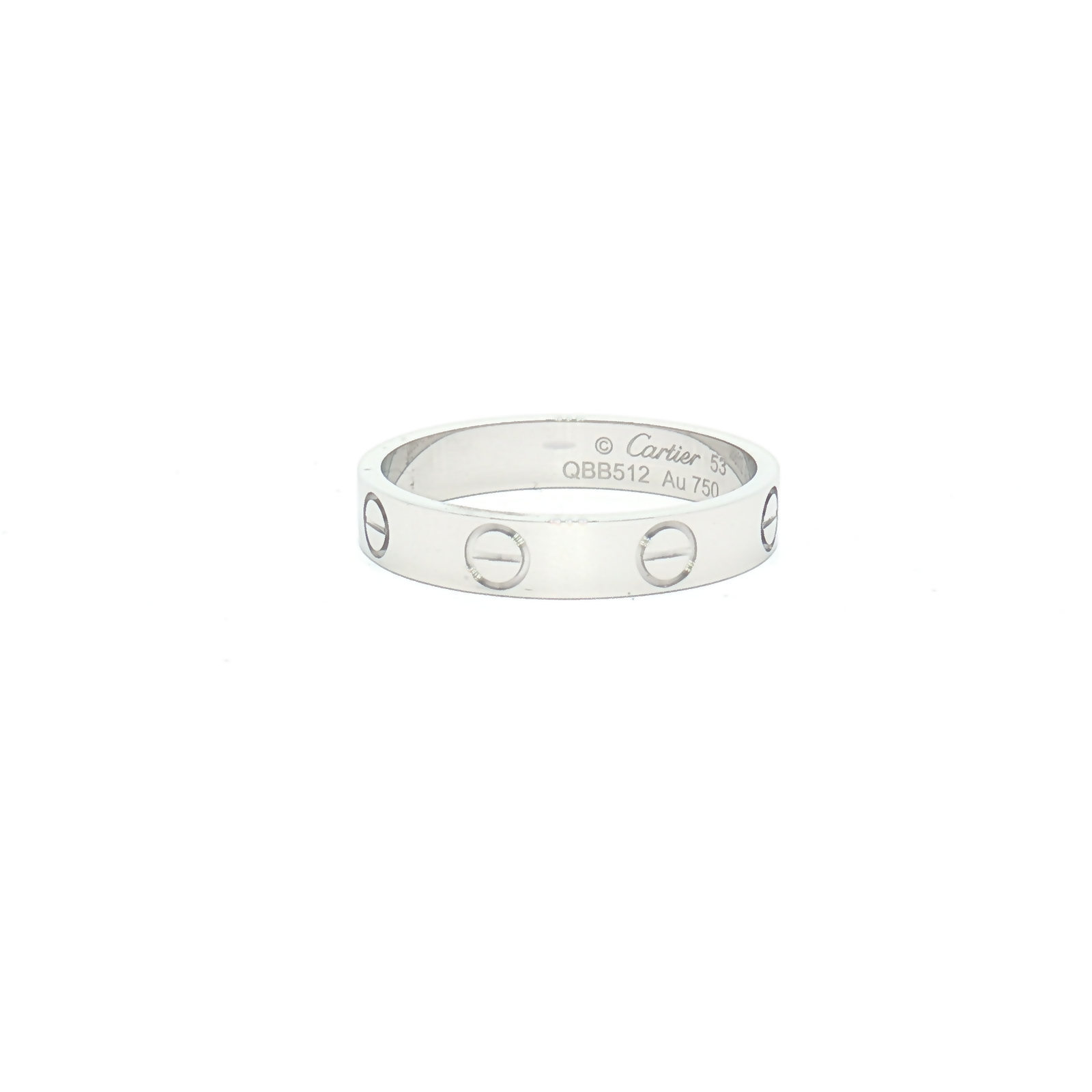 Cartier 18ct White Gold Narrow Plain Love Ring B4085152  Size 53 1