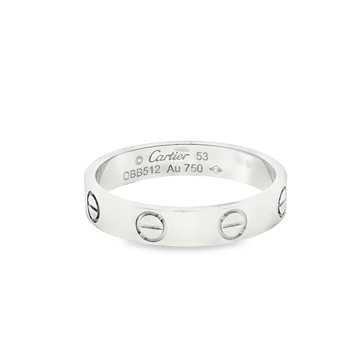 Cartier 18ct White Gold Narrow Plain Love Ring B4085152  Size 53 1