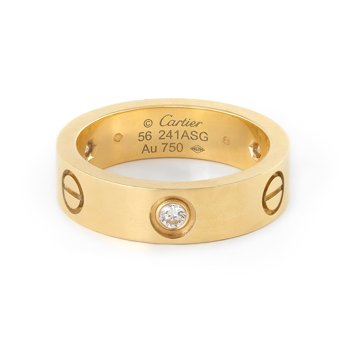 Cartier 18ct Yellow Gold 3 Diamond Classic Love Ring CRB4032400