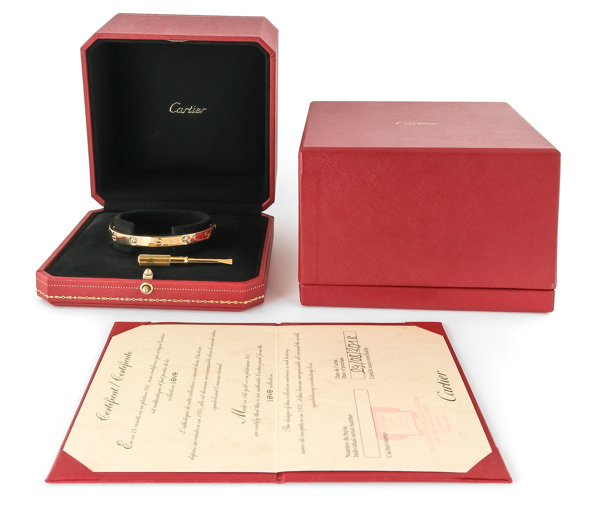 Cartier 18ct Yellow Gold 4 Diamond Love Bangle CRB6070017 Box
