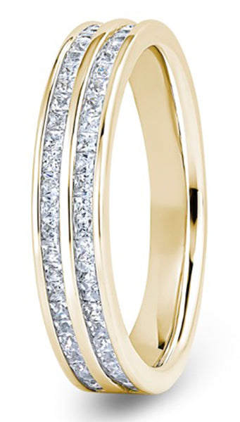 Princess Cut Double Row Channel Wedding Ring