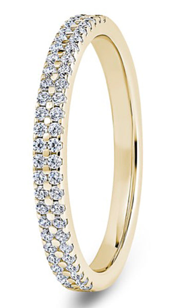 Round Brilliant Cut Double Row Claw Diamond Wedding Ring