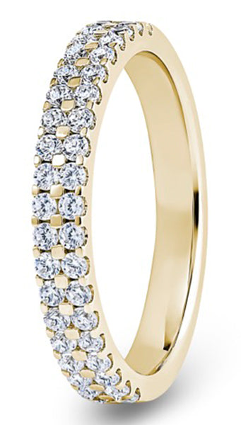 Round Brilliant Cut Double Row Claw Diamond Wedding Ring